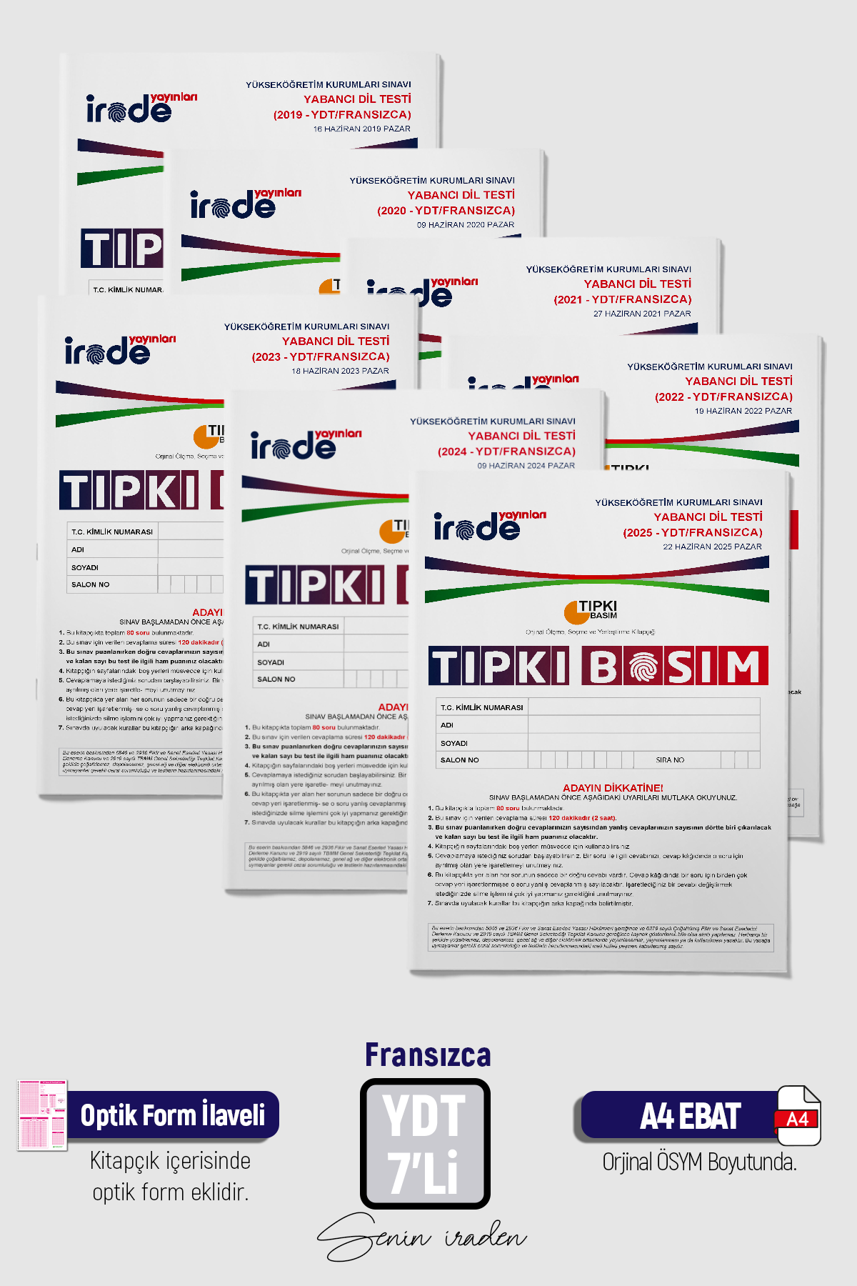 2025 YKS YDT FRANSIZCA ÖSYM Çıkmış Soru Tıpkı Basım 6lı Deneme Paketi Optik Formlu