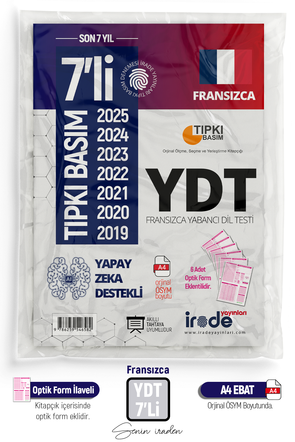 2025 YKS YDT FRANSIZCA ÖSYM Çıkmış Soru Tıpkı Basım 6lı Deneme Paketi Optik Formlu