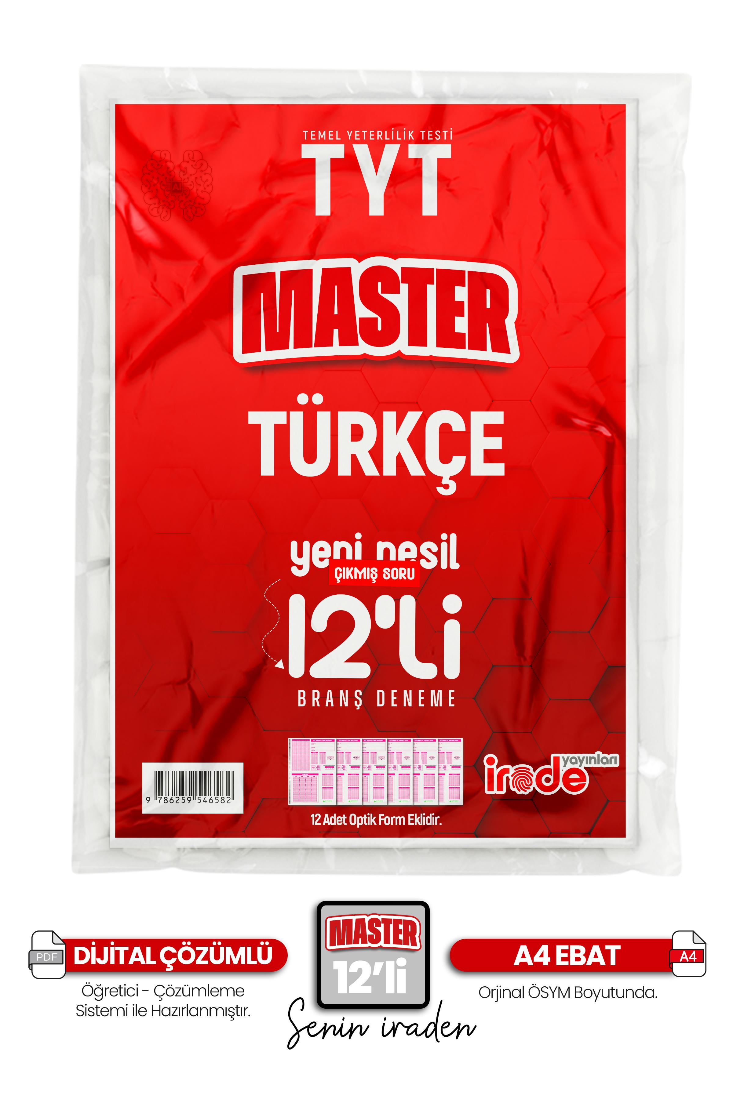 2025 Yks Tyt Türkçe 12li ÖSYM MASTER BRANŞ fasikül deneme 12x40 SORU - PDF ÇÖZÜMLÜ - OPTİKLİ