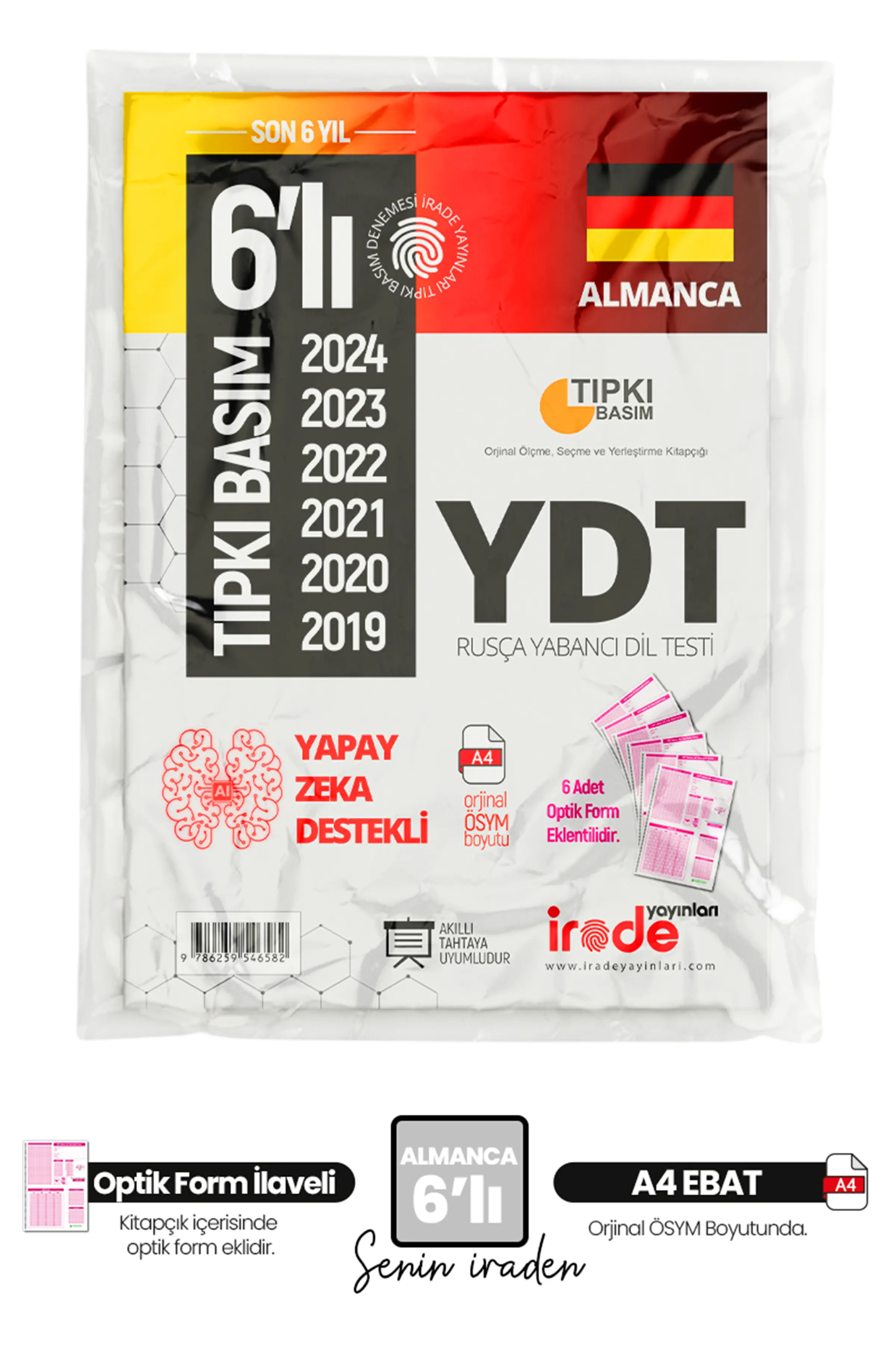 2025 YKS YDT ALMANCA ÖSYM Çıkmış Soru Tıpkı Basım 6lı Deneme Paketi Optik Formlu