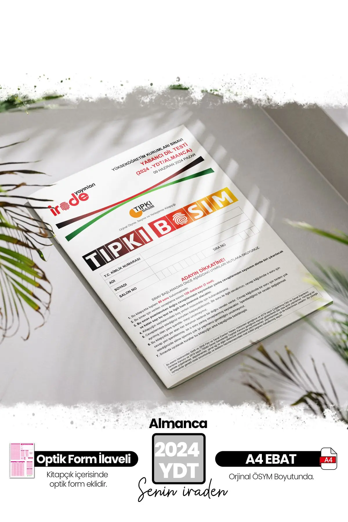 2024 YKS YDT ALMANCA ÖSYM Çıkmış Soru Tıpkı Basım Deneme Paketi Optik Formlu