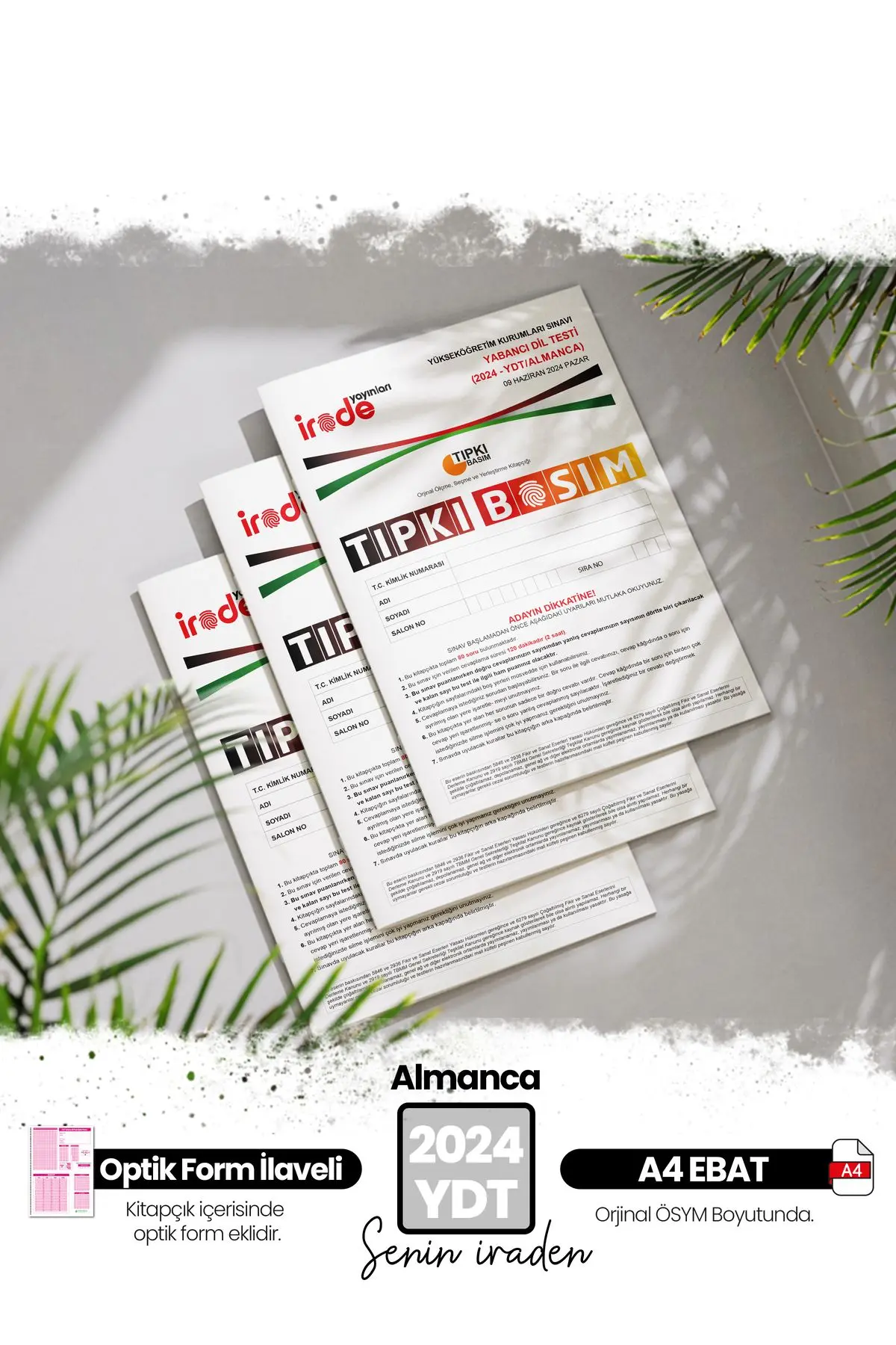2024 YKS YDT ALMANCA ÖSYM Çıkmış Soru Tıpkı Basım Deneme Paketi Optik Formlu