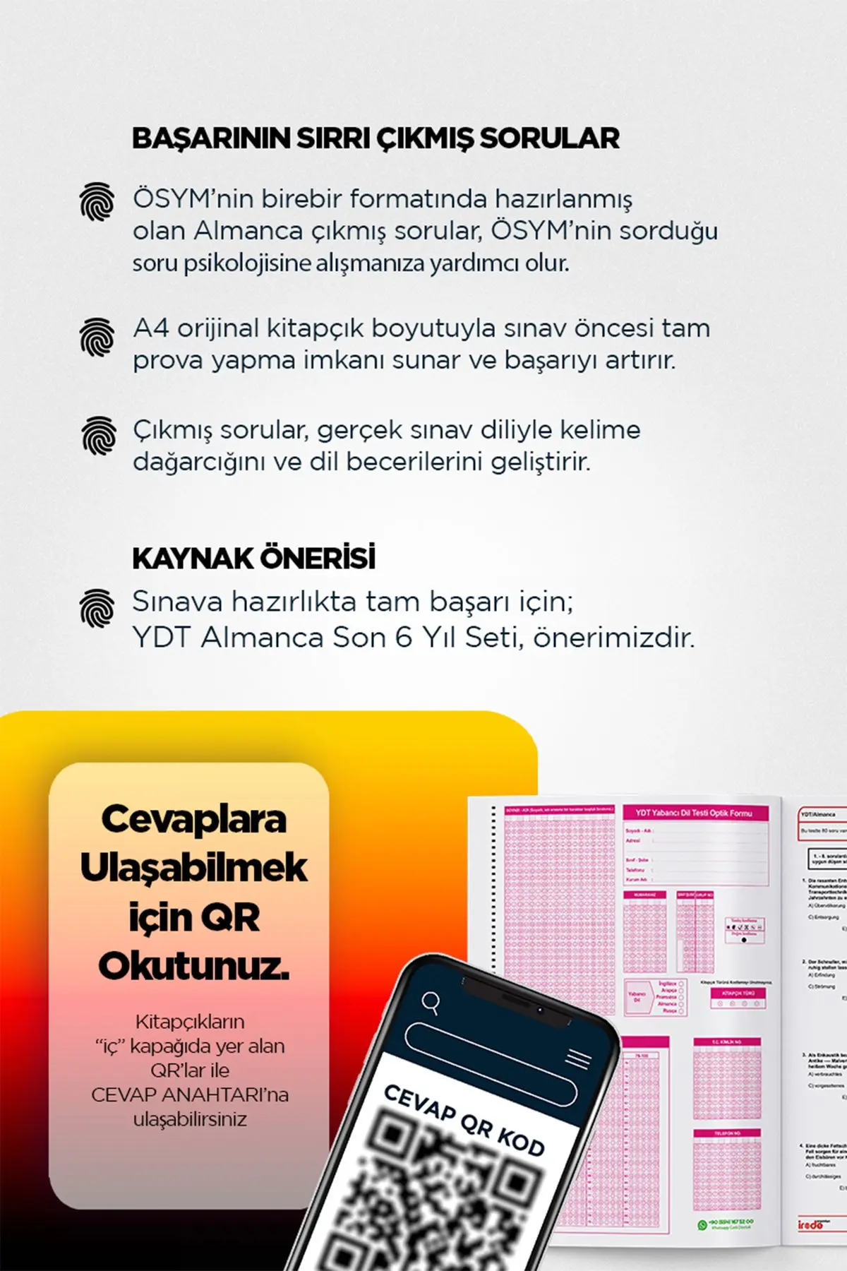 2024 YKS YDT ALMANCA ÖSYM Çıkmış Soru Tıpkı Basım Deneme Paketi Optik Formlu