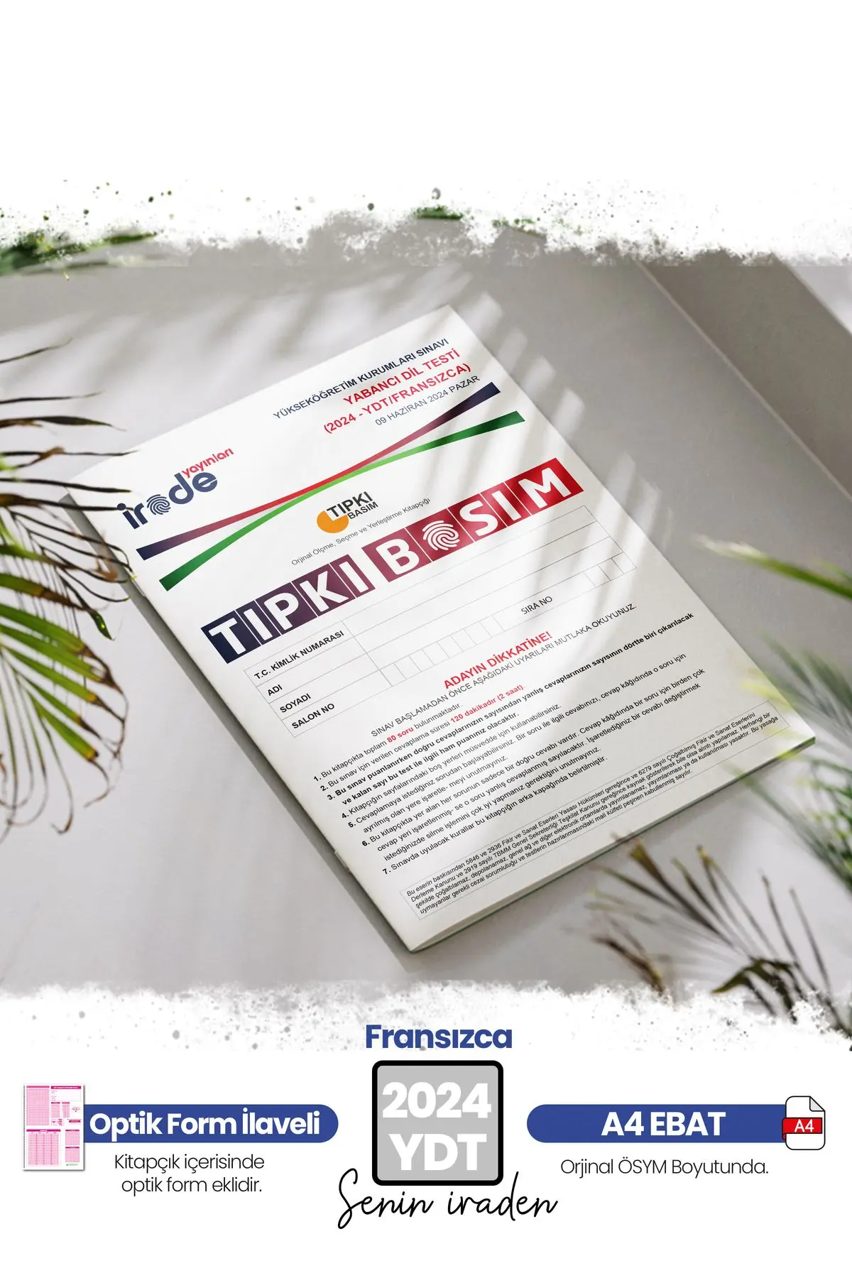 2024 YKS YDT FRANSIZCA ÖSYM Çıkmış Soru Tıpkı Basım Deneme Paketi Optik Formlu