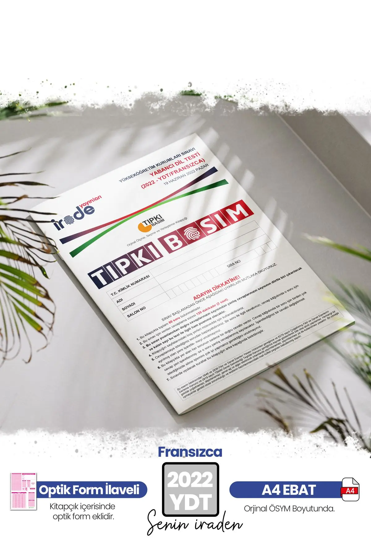 2022 YKS YDT FRANSIZCA ÖSYM Çıkmış Soru Tıpkı Basım Deneme Paketi Optik Formlu