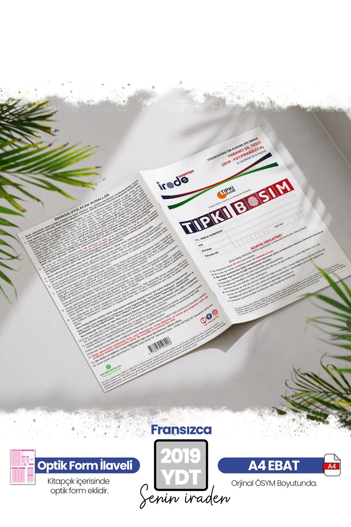 2019 YKS YDT FRANSIZCA ÖSYM Çıkmış Soru Tıpkı Basım Deneme Paketi Optik Formlu