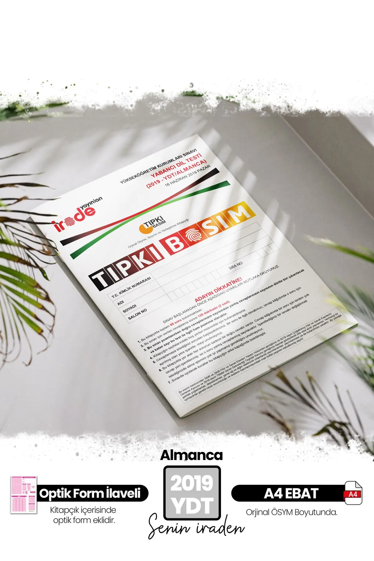 2019 YKS YDT ALMANCA ÖSYM Çıkmış Soru Tıpkı Basım Deneme Paketi Optik Formlu